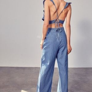 Open back ruffle jumpsuit